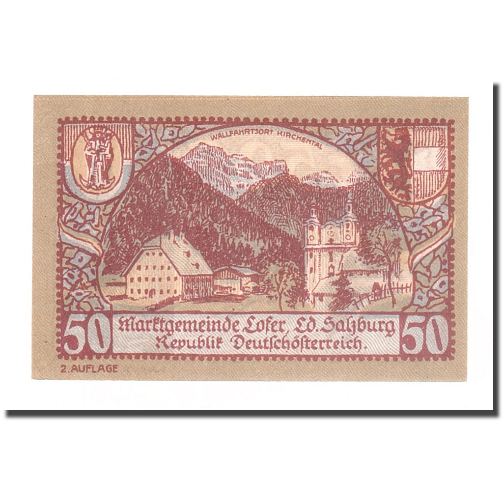 Banknote, Austria, Lofer Sbg. Marktgemeinde, 50 Heller, paysage 4, 1921