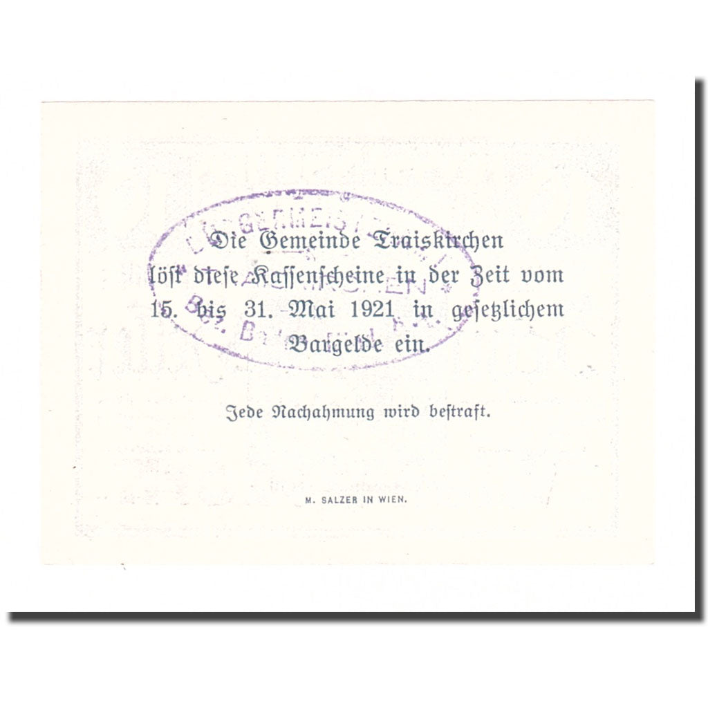 Billete, Austria, Traiskirchen, 10 Heller, Texte, 1921, 1921-05-31, UNC, Mehl:FS