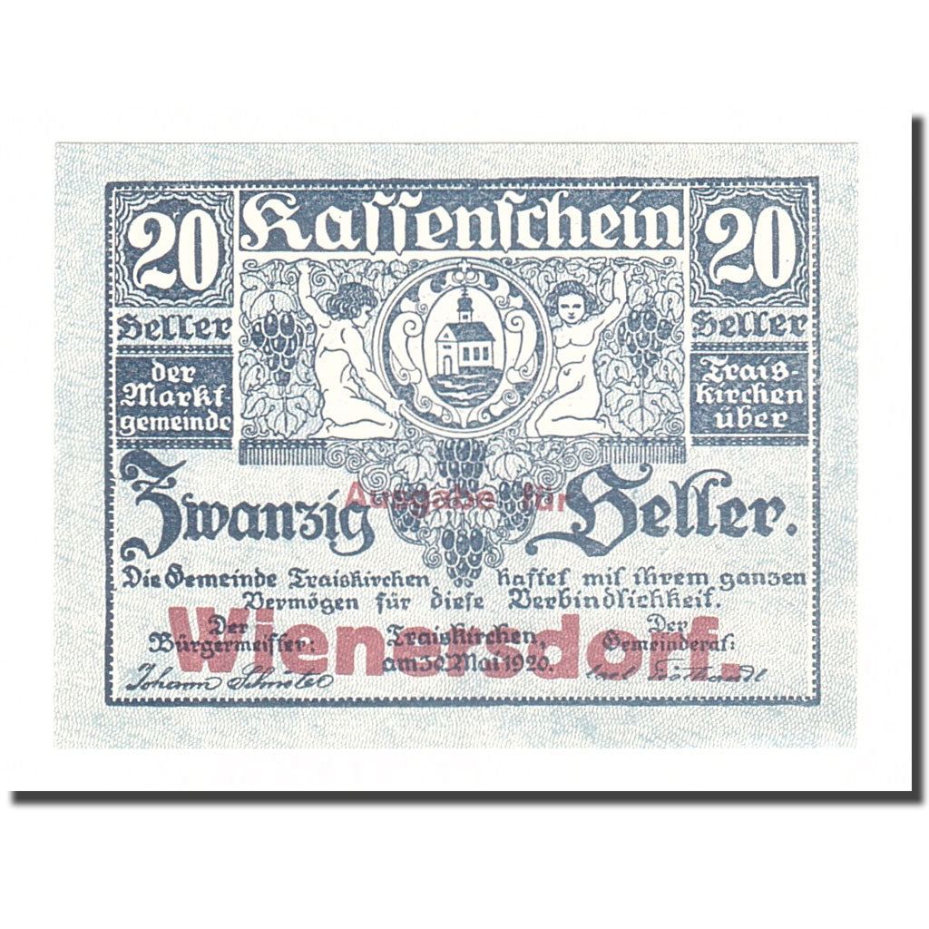Geldschein, Österreich, Traiskirchen, 20 Heller, texte 1, 1921, 1921-05-31