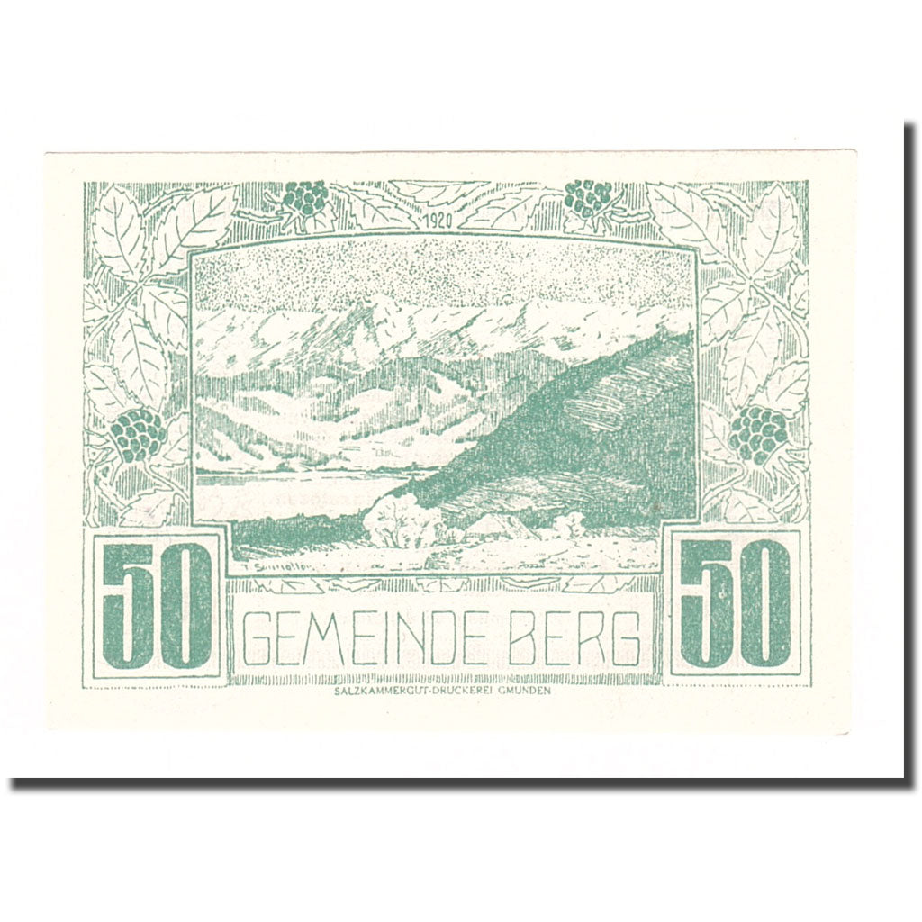 Banknot, Austria, Berg O.Ö. Gemeinde, 50 Heller, texte 1, 1920, 1920-06-27