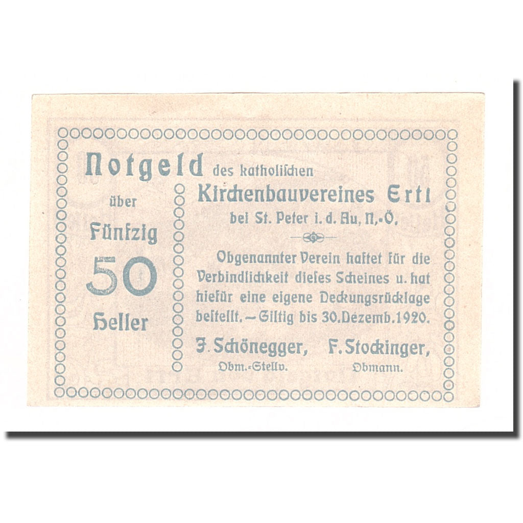 Biljet, Oostenrijk, Ertl N.Ö. Prv. Katholischer Kirchenbauverein Ertl, 50