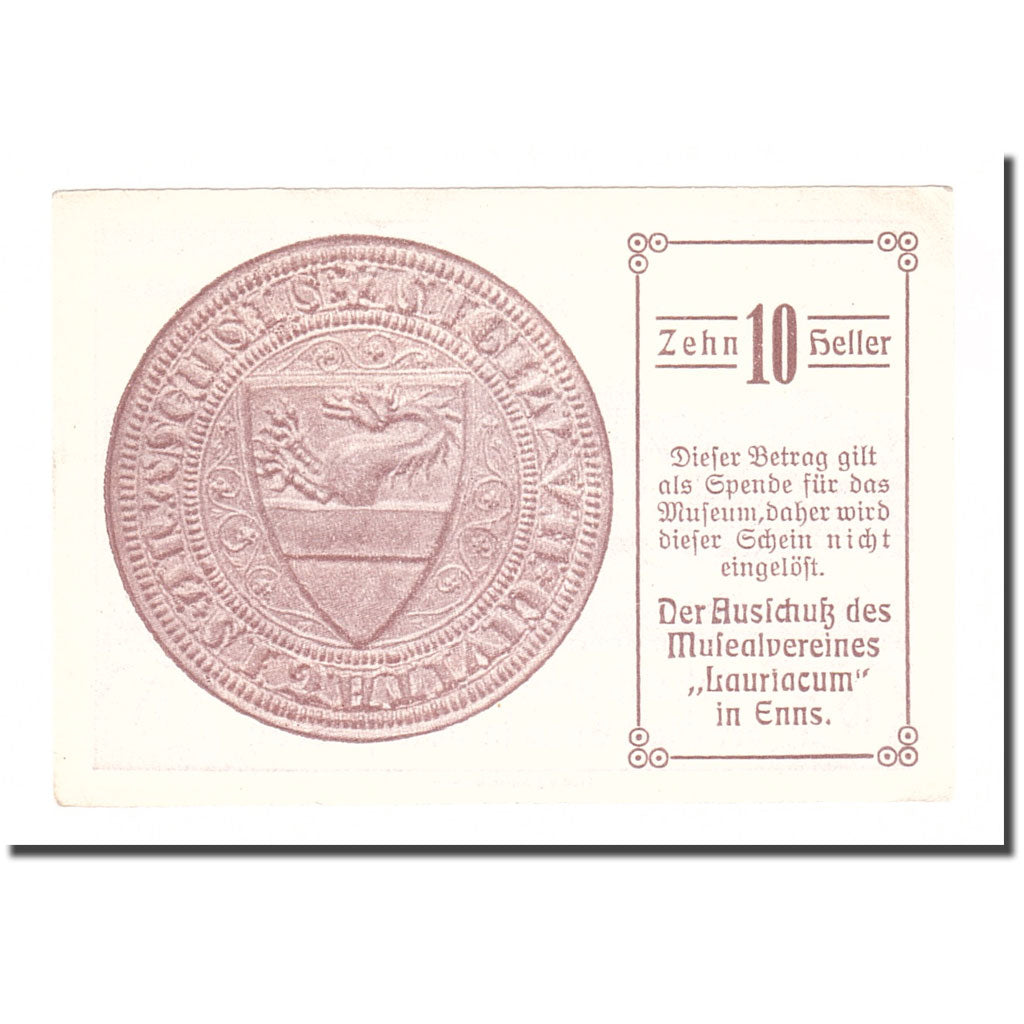Billet, Autriche, Enns O.Ö. Prv. Schatzscheine Des Museums Der Stadt Enns, 10
