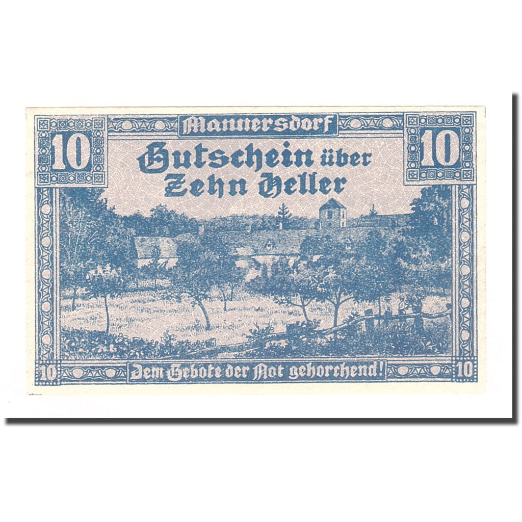 Banconote, Austria, Mannersdorf N.Ö. Marktgemeinde, 10 Heller, valeur faciale