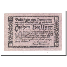 Billet, Autriche, Geinberg, 10 Heller, paysage, 1920, 1920-08-31, TTB, Mehl:FS