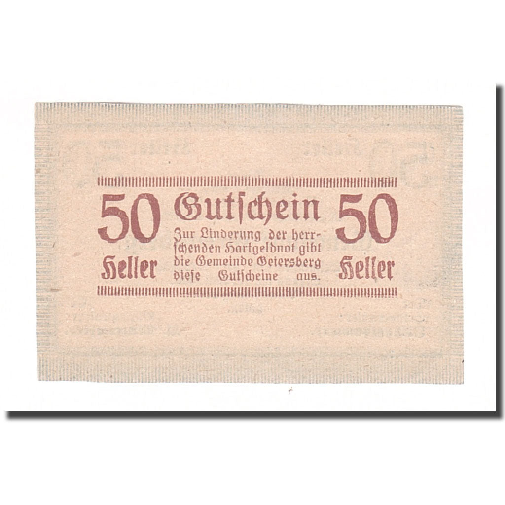 Banknote, Austria, Geiersberg, 50 Heller, valeur faciale 2, 1920, 1920-12-31
