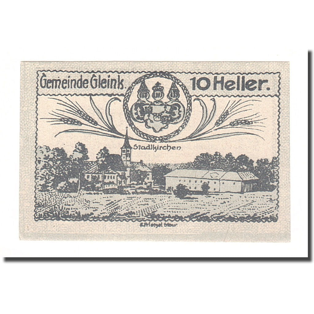 Banknote, Austria, Gleink O.Ö. Gemeinde, 10 Heller, paysage, 1920, 1920-12-31