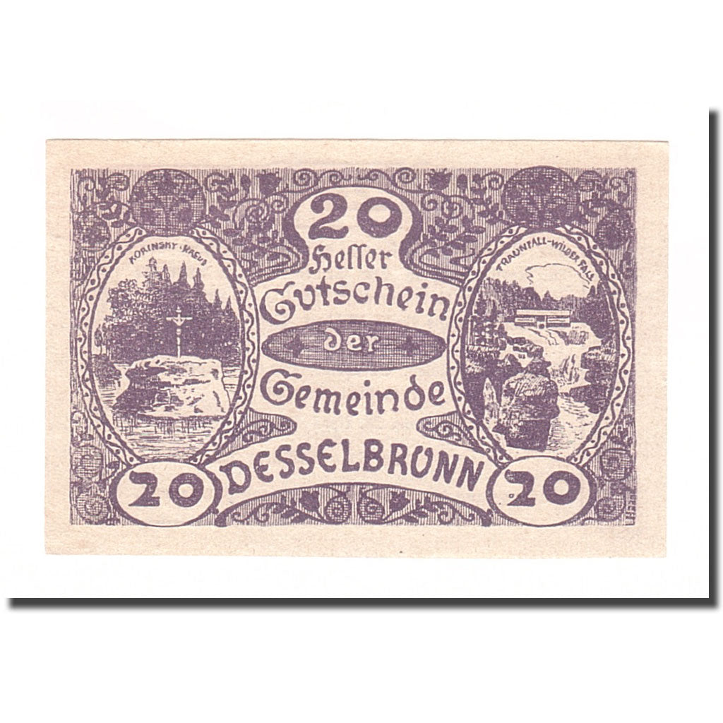 Biljet, Oostenrijk, Desselbrunn, 20 Heller, texte 1, 1921, 1921-05-01, SUP