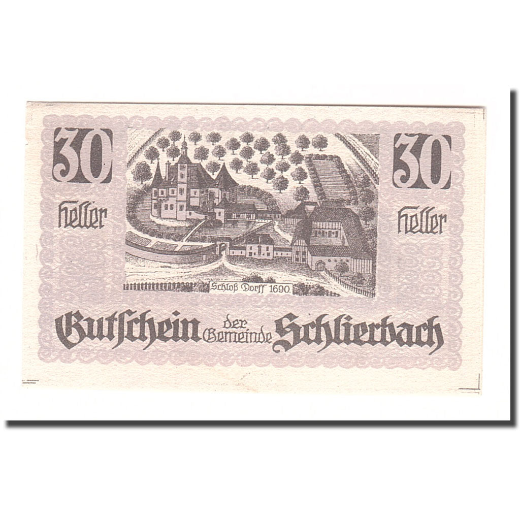 Banknot, Austria, Schlierbach O.Ö. Gemeinde, 30 Heller, texte 1, 1920