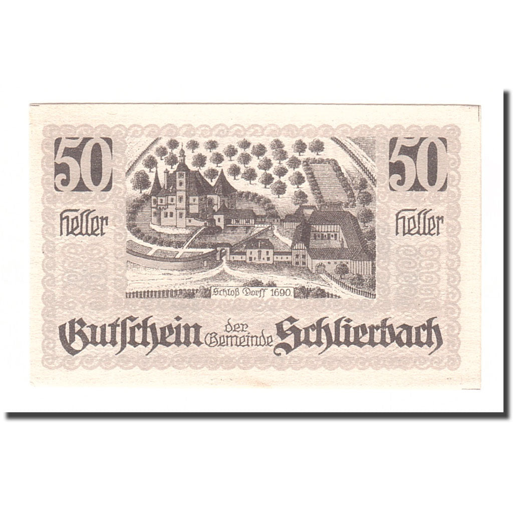 Banknote, Austria, Schlierbach O.Ö. Gemeinde, 50 Heller, Texte 2, 1920