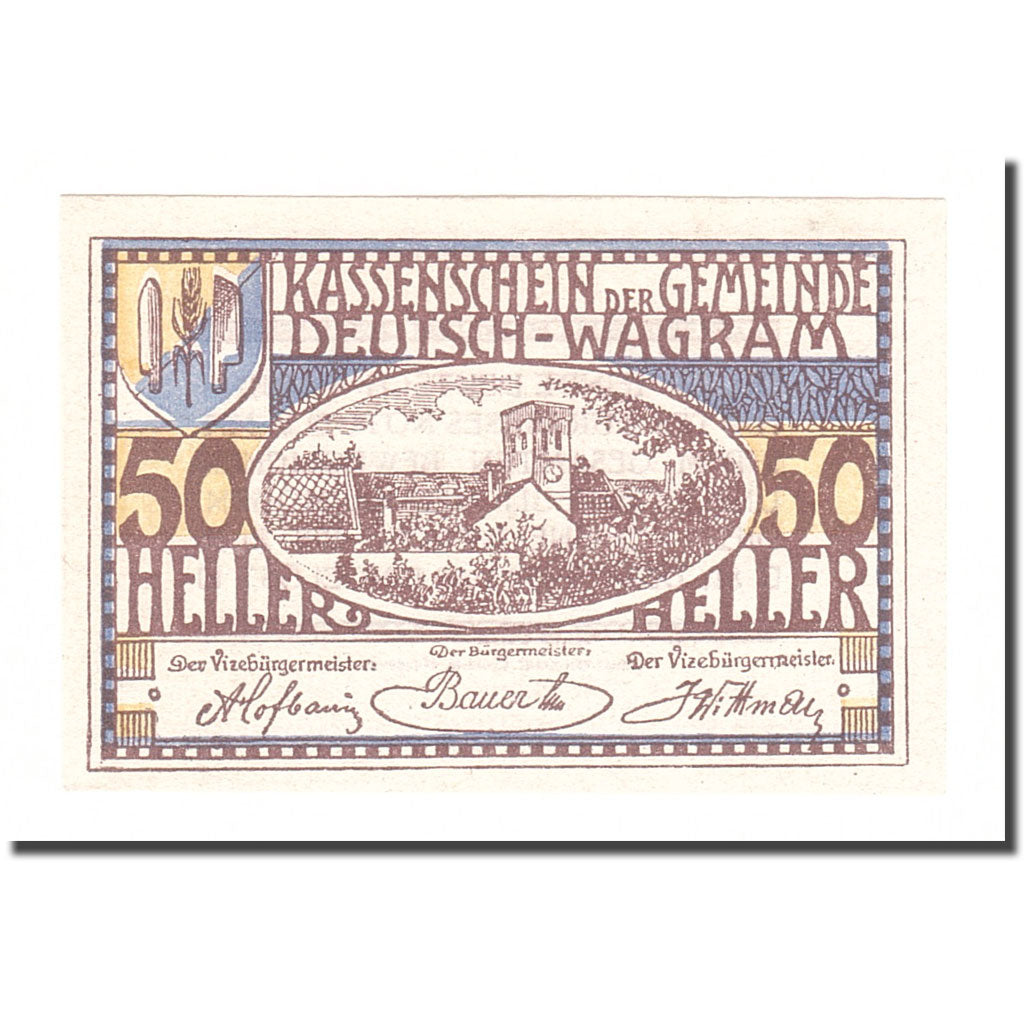 Nota, Áustria, Deutsch-Wagram, 50 Heller, Texte 2, 1920, 1920-12-31, AU(55-58)