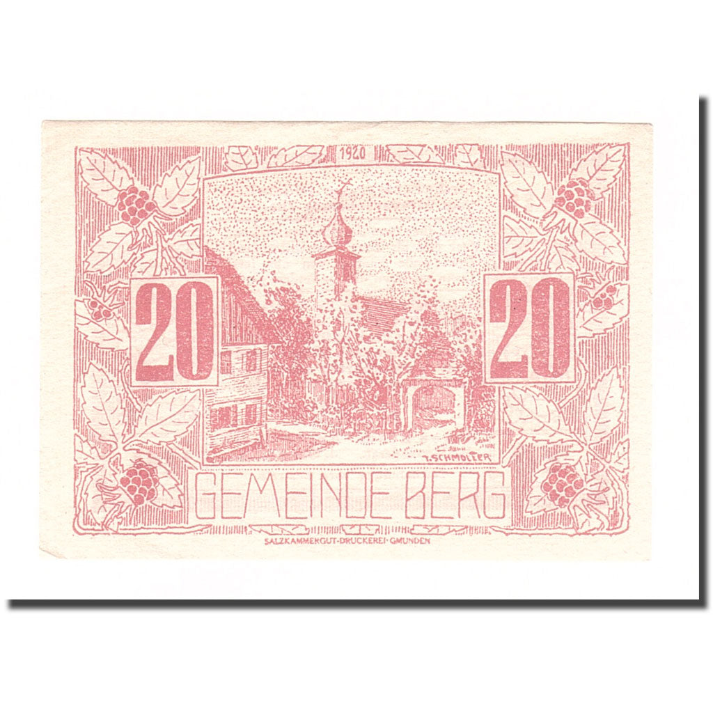 Banknote, Austria, Berg O.Ö. Gemeinde, 20 Heller, texte 1, 1920, 1920-06-27