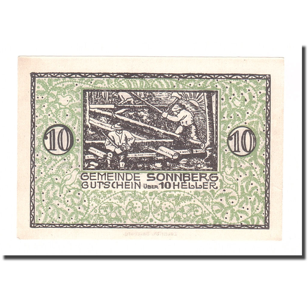 Banknote, Austria, Sonnberg O.Ö. Gemeinde, 10 Heller, Texte, 1920, 1920-11-30
