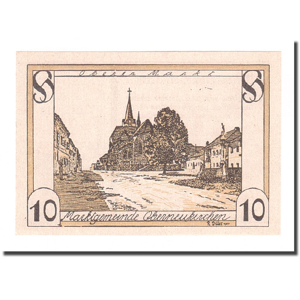 Banknote, Austria, Oberneukirchen O.Ö. Marktgemeinde, 10 Heller, Texte