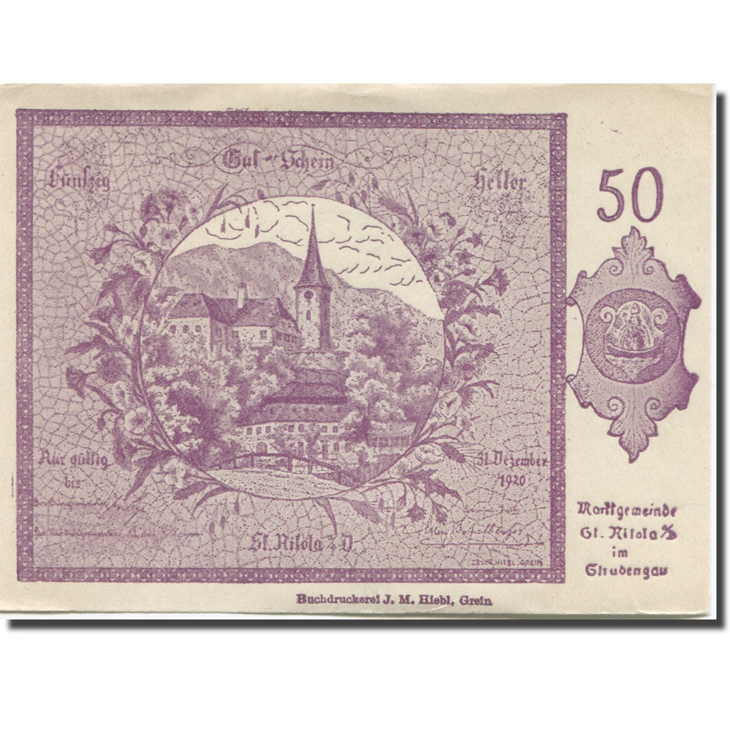 Banknote, Austria, St. Nikola a.d. Donau im Strudengau O.Ö. Marktgemeinde, 50