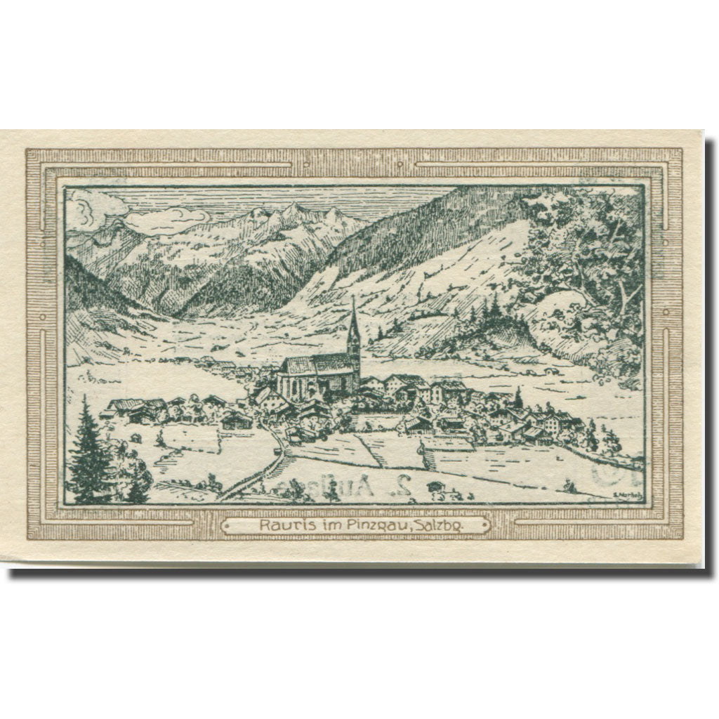 Banknote, Austria, Rauris Sbg. Marktgemeinde, 10 Heller, Texte, 1920