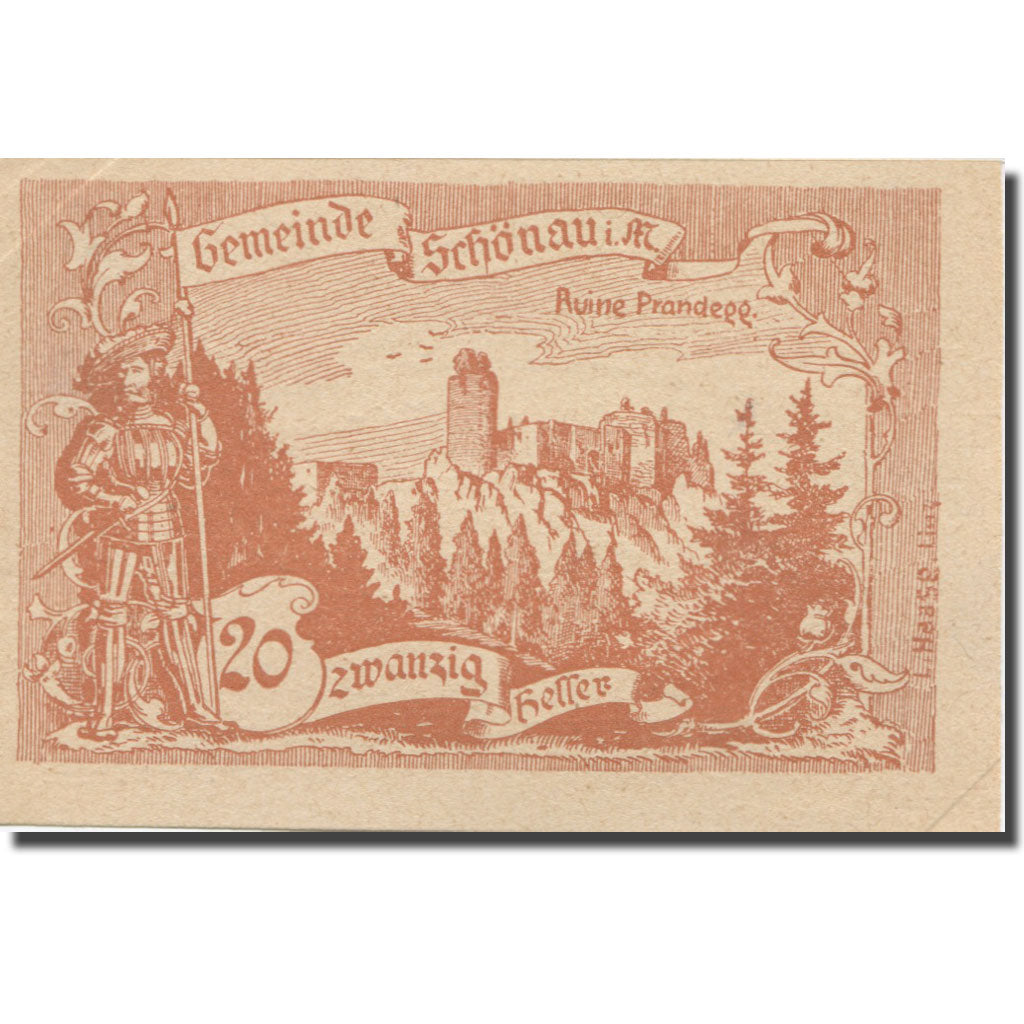 Banknote, Austria, Schönau im Mühlkreis O.Ö. Gemeinde, 20 Heller, Texte 2