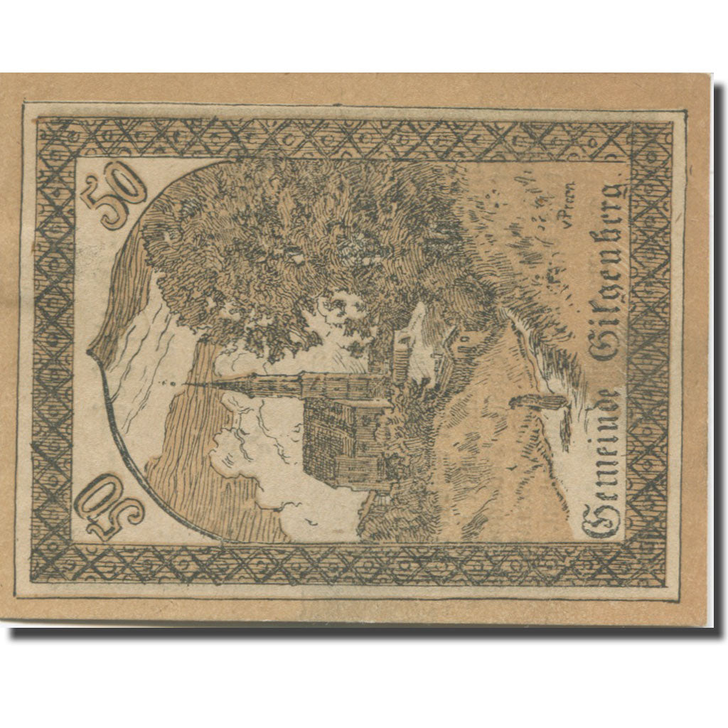 Banknote, Austria, Gilgenberg O.Ö. Gemeinde, 50 Heller, Eglise, AU(55-58)