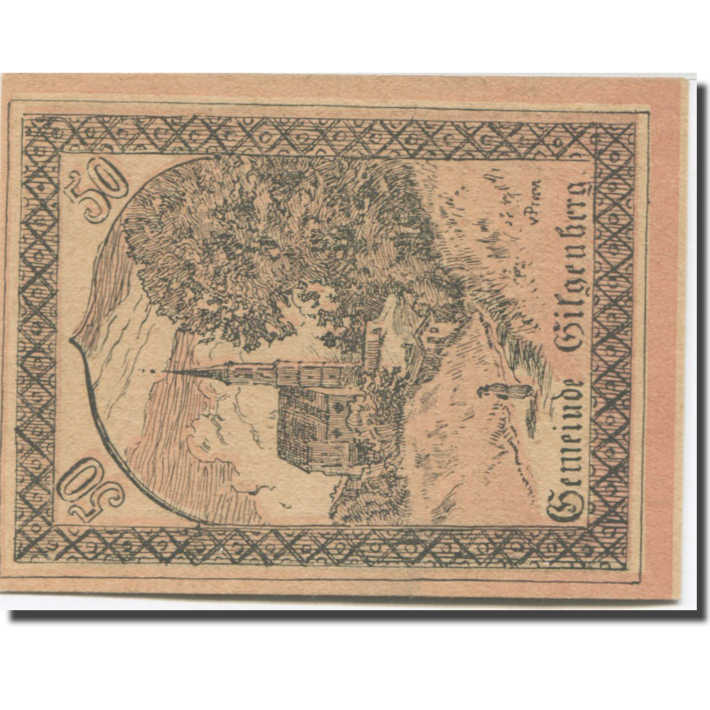 Banknote, Austria, Gilgenberg O.Ö. Gemeinde, 50 Heller, Eglise 1, AU(55-58)