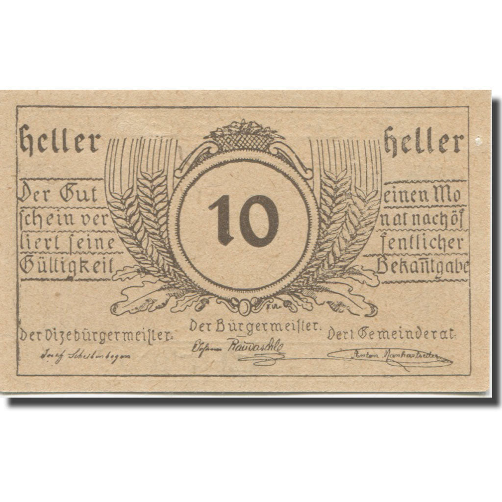 Banknote, Austria, Munderfing O.Ö. Gemeinde, 10 Heller, valeur faciale