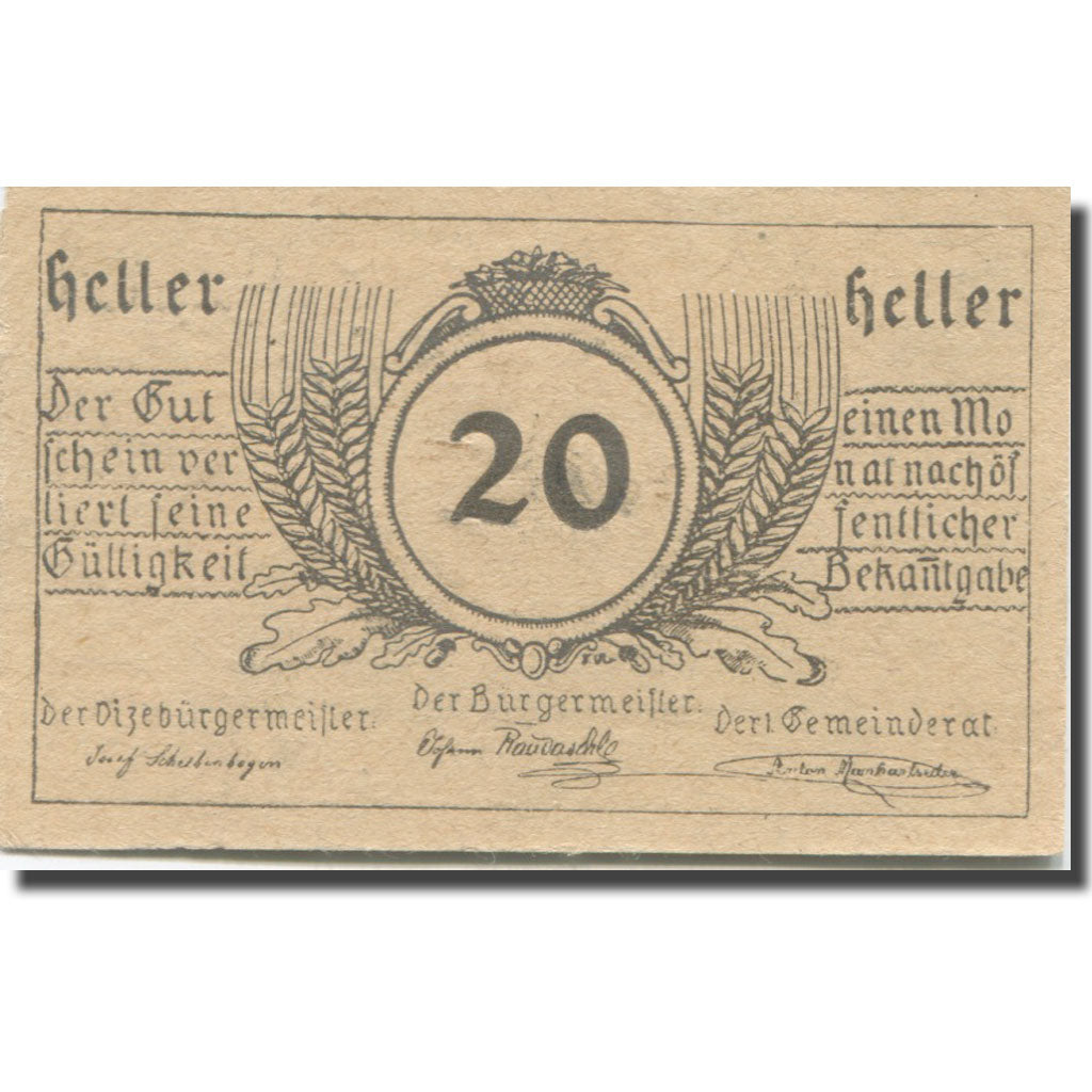 Banknote, Austria, Munderfing O.Ö. Gemeinde, 20 Heller, valeur faciale 1