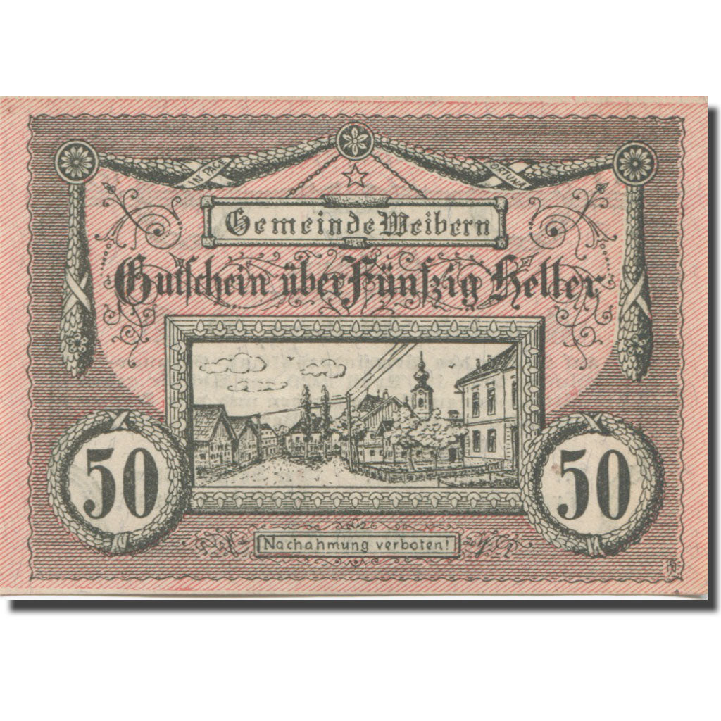 Banknote, Austria, Weibern O.Ö. Gemeinde, 50 Heller, Texte 2, 1920, 1920-05-03