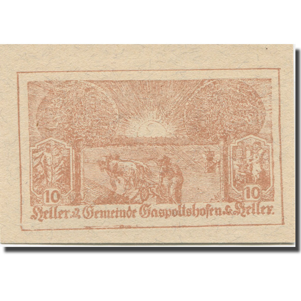 Banknote, Austria, Gaspoltshofen O.Ö. Gemeinde, 10 Heller, Texte, 1920