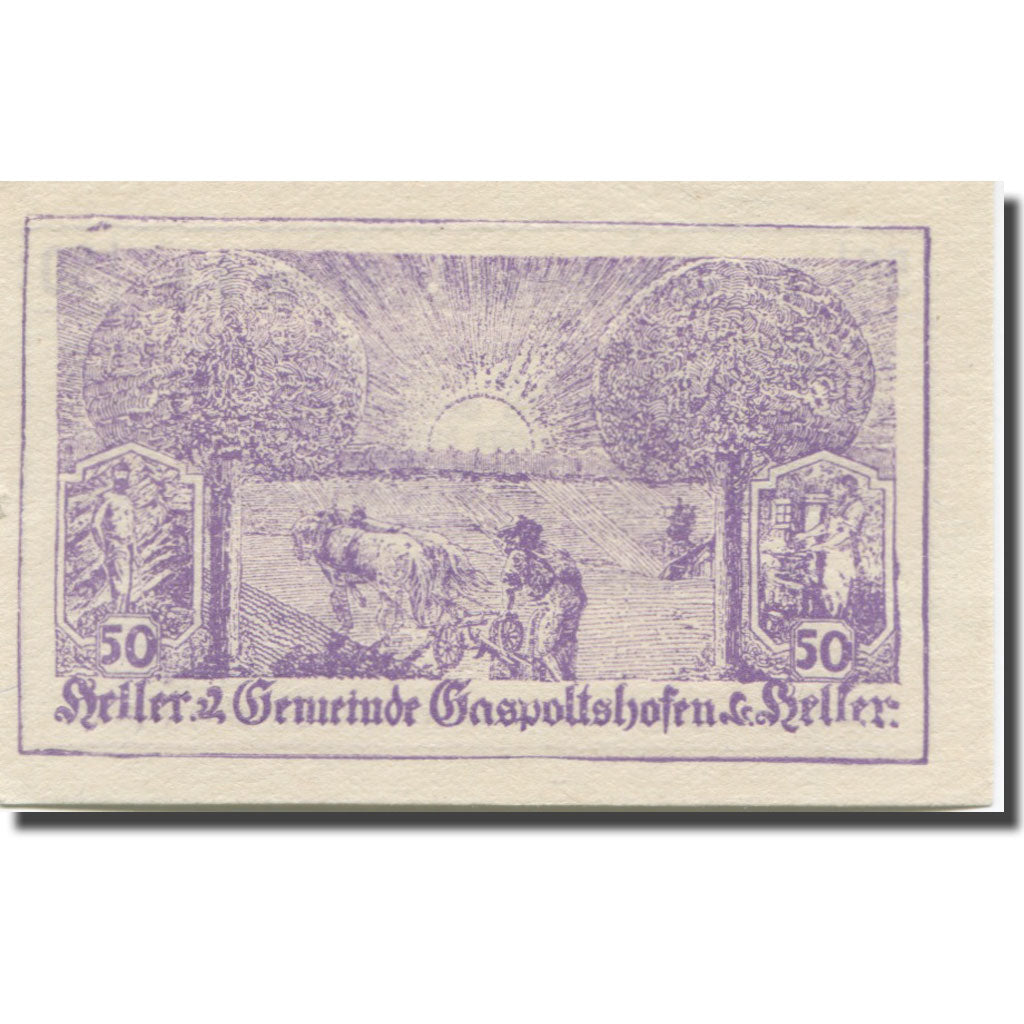 Banknote, Austria, Gaspoltshofen O.Ö. Gemeinde, 50 Heller, Texte 2, 1920