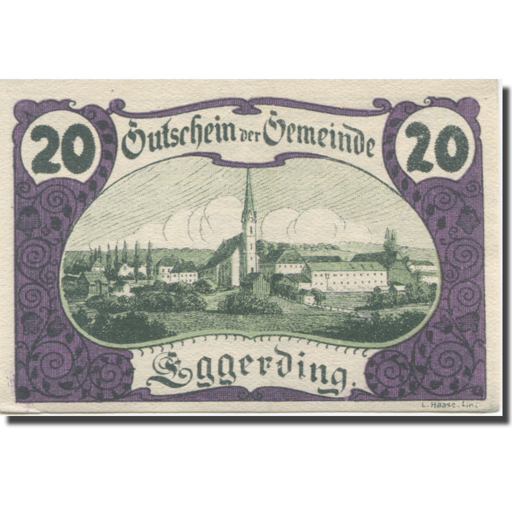 Banknote, Austria, Eggerding O.Ö. Gemeinde, 20 Heller, Texte, 1920, 1920-12-31