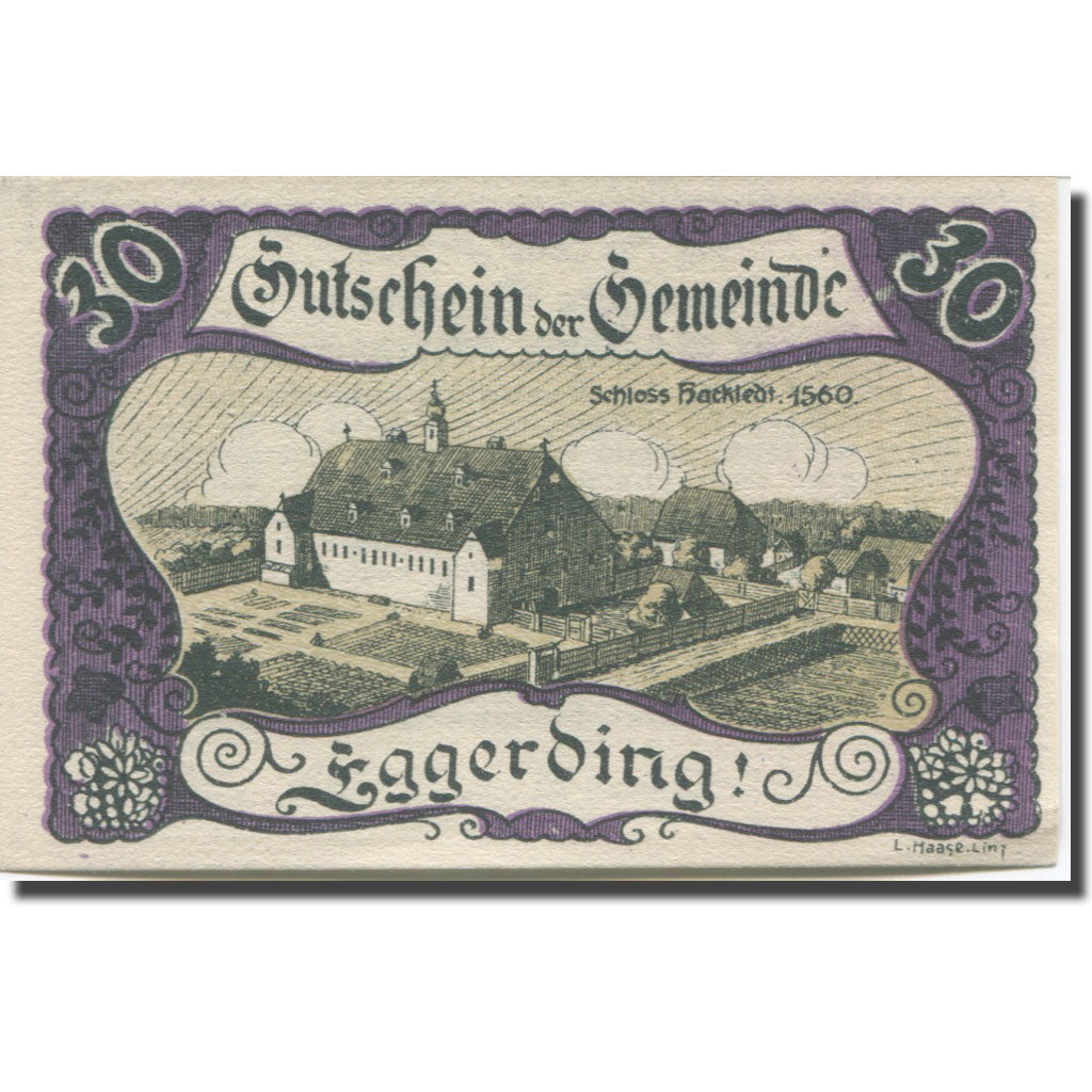 Banconote, Austria, Eggerding O.Ö. Gemeinde, 30 Heller, Texte 2, 1920