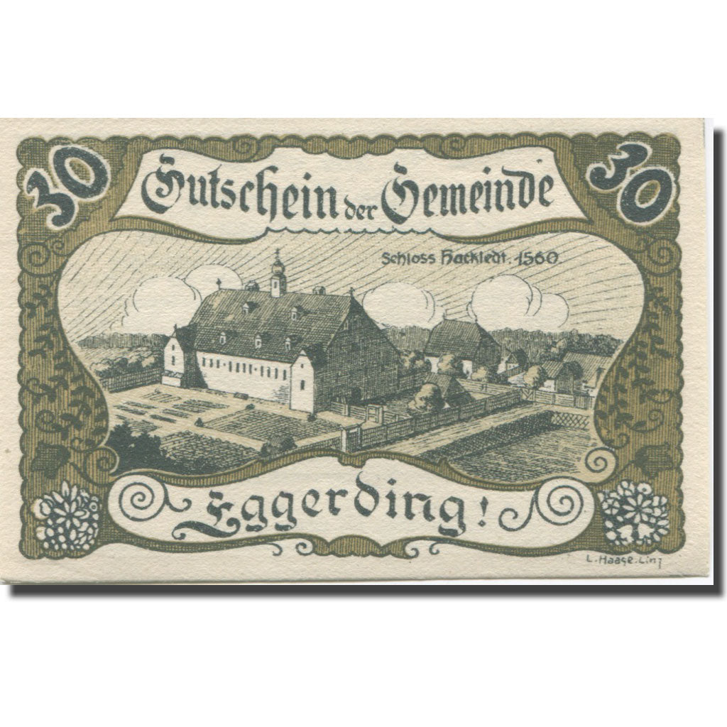 Banknote, Austria, Eggerding O.Ö. Gemeinde, 30 Heller, Texte 3, 1920