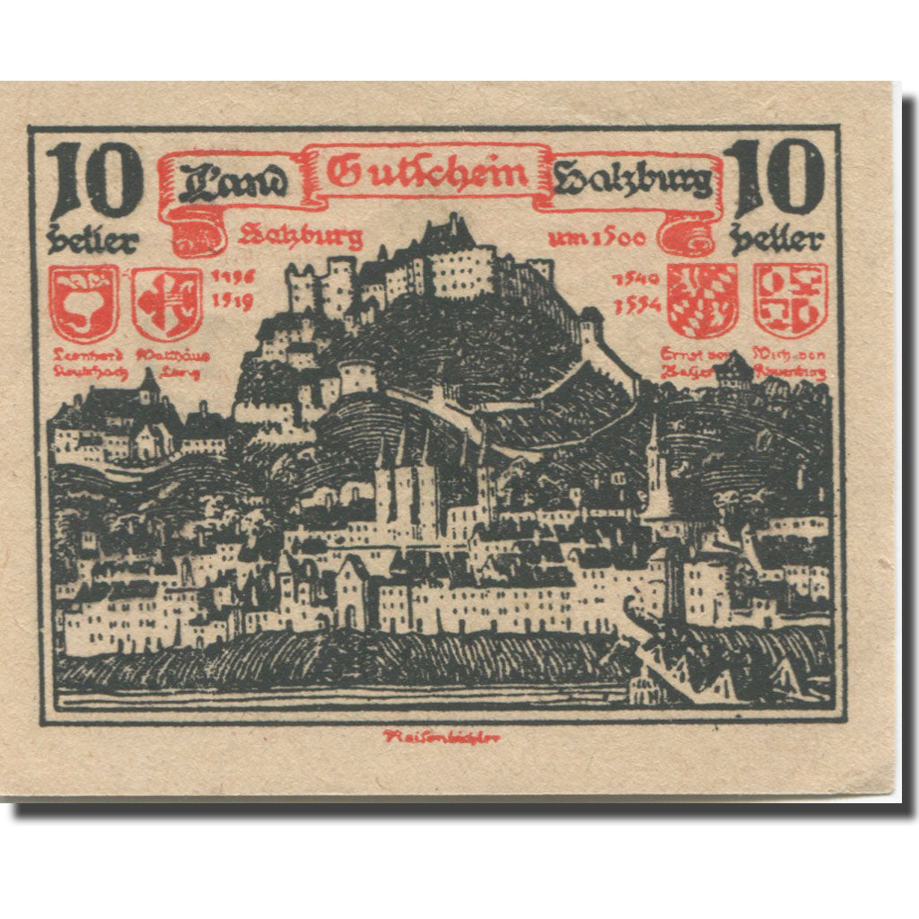 Billet, Autriche, Salzburg Sbg. Land, 10 Heller, Blason, 1920, SUP, Mehl:FS