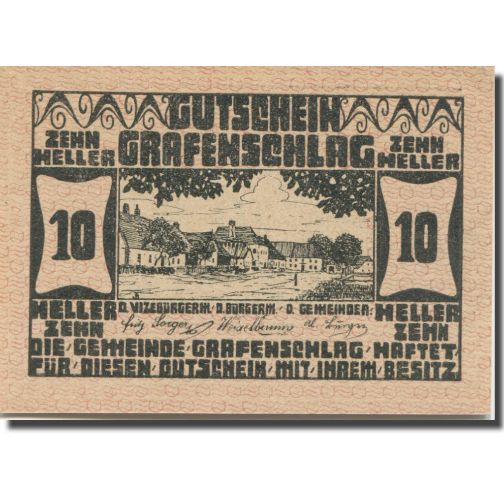 Banknote, Austria, Grafenschlag N.Ö. Gemeinde, 10 Heller, valeur faciale, 1920