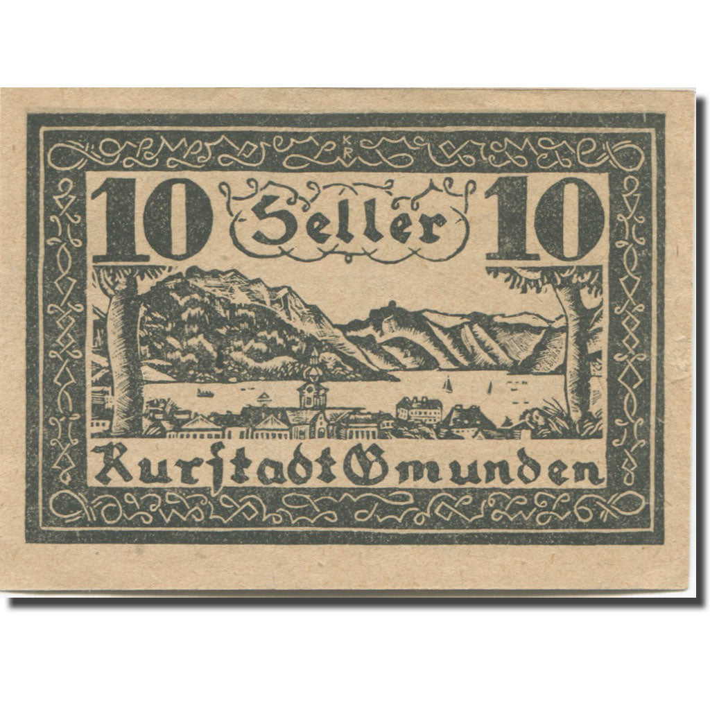 Banknote, Austria, Gmunden O.Ö. Stadt, 10 Heller, Blason, 1920, 1920-07-01
