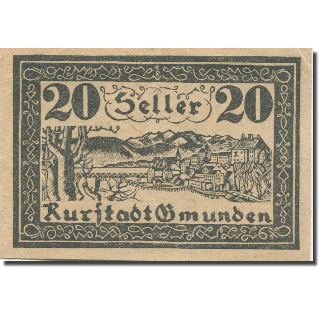 Banknote, Austria, Gmunden O.Ö. Stadt, 20 Heller, Blason 1, 1920, 1920-07-01