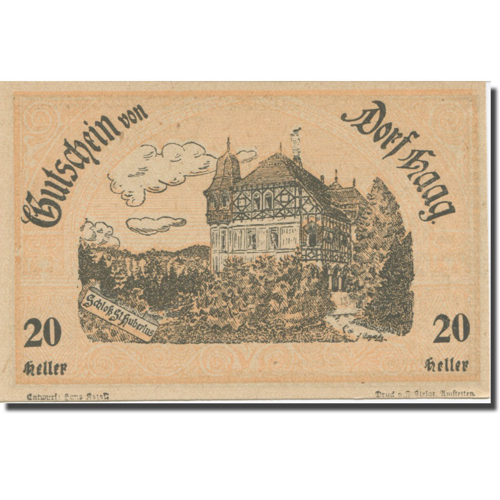 Banconote, Austria, Seitenstetten Dorf N.Ö. Gemeinde, 20 Heller, batiment 2