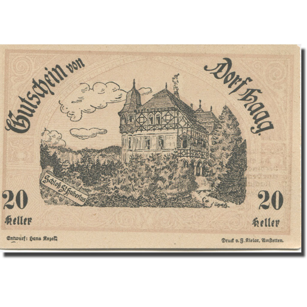 Banknote, Austria, Seitenstetten Dorf N.Ö. Gemeinde, 20 Heller, batiment 3