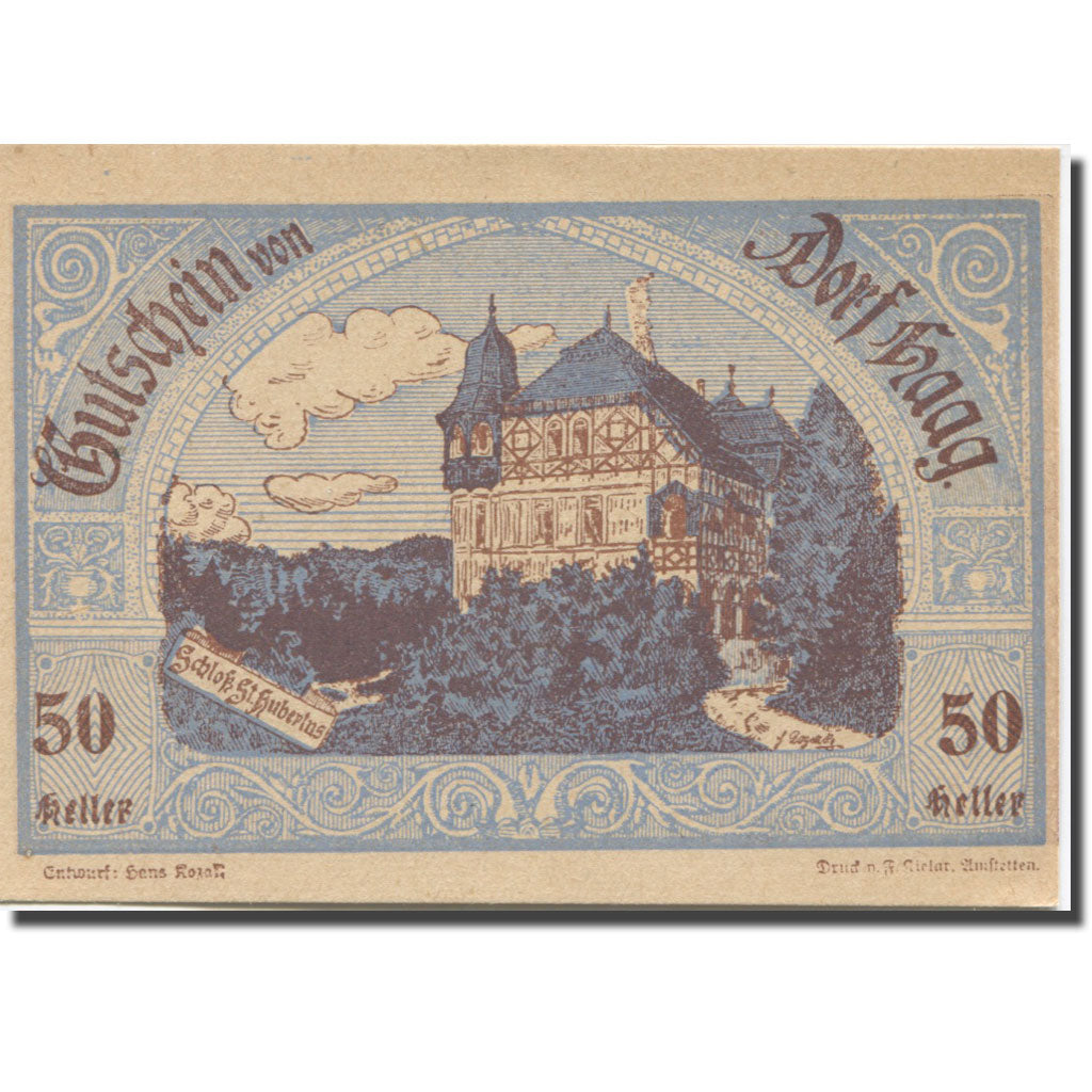 Banknote, Austria, Seitenstetten Dorf N.Ö. Gemeinde, 50 Heller, Batiment 4