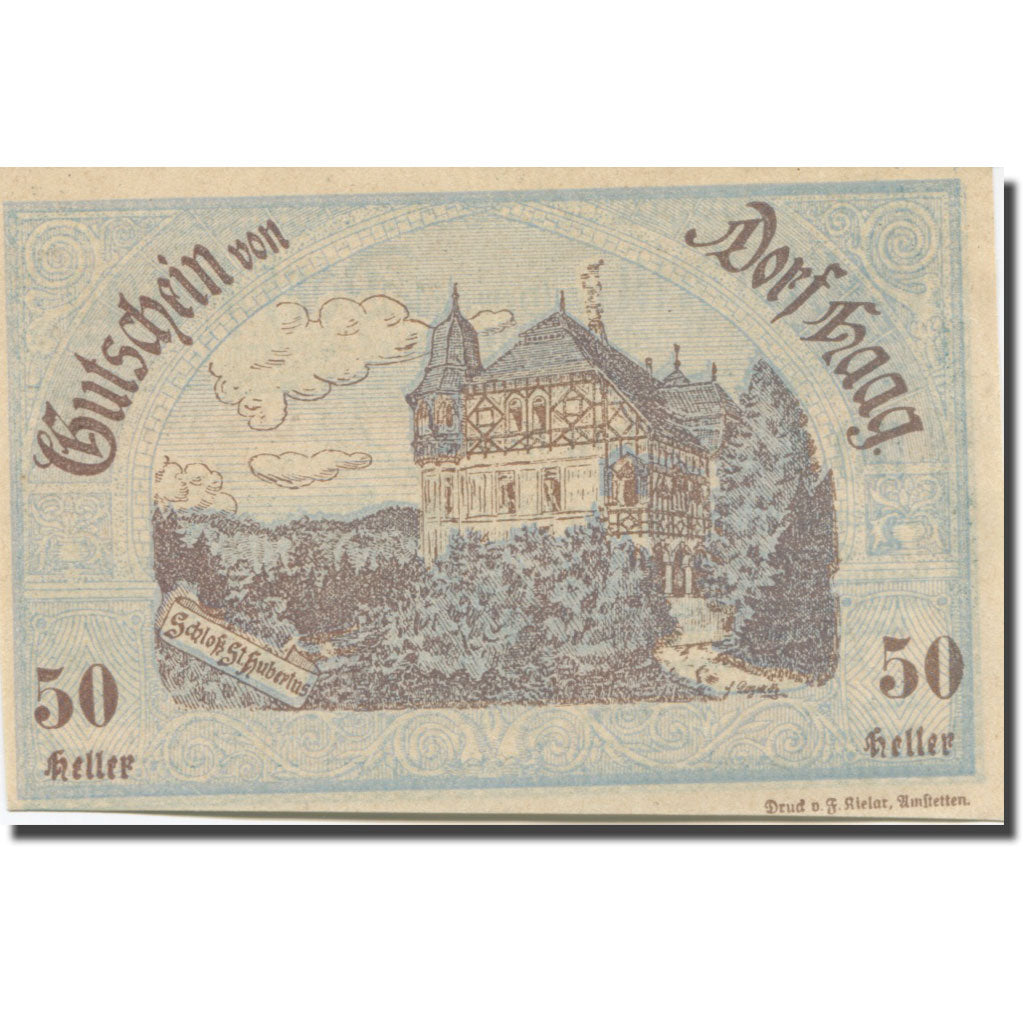 Banknote, Austria, Seitenstetten Dorf N.Ö. Gemeinde, 50 Heller, Batiment 5