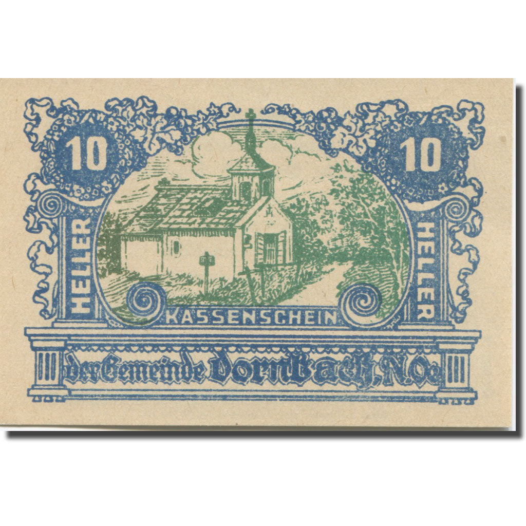 Banknote, Austria, Dornbach N.Ö. Ortschaft, 10 Heller, Texte, AU(55-58)