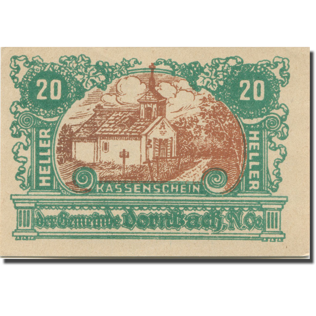 Banknote, Austria, Dornbach N.Ö. Ortschaft, 20 Heller, Texte 2, AU(55-58)