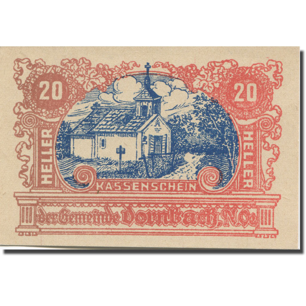 Banknote, Austria, Dornbach N.Ö. Ortschaft, 20 Heller, Texte 3, AU(55-58)