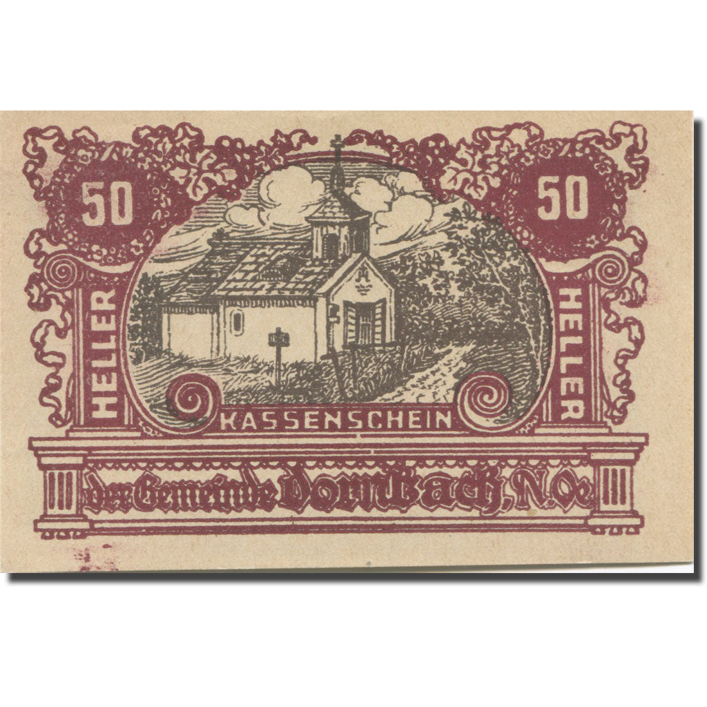 Banknote, Austria, Dornbach N.Ö. Ortschaft, 50 Heller, Texte 4, AU(55-58)