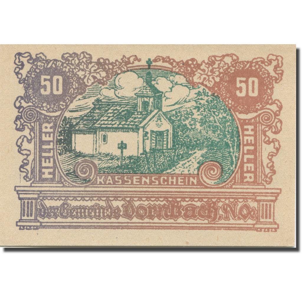 Banknote, Austria, Dornbach N.Ö. Ortschaft, 50 Heller, Texte  5, AU(55-58)