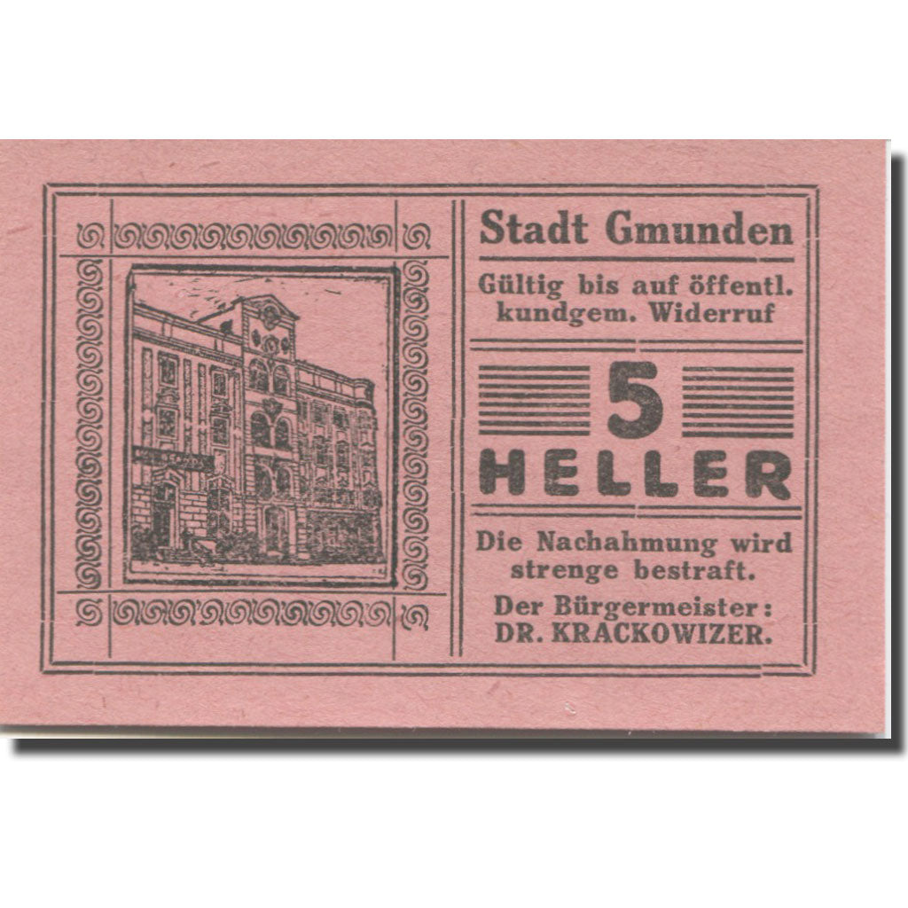 Banknote, Austria, Gmunden O.Ö. Stadt, 5 Heller, N.D, AU(55-58), Mehl:FS 240VI