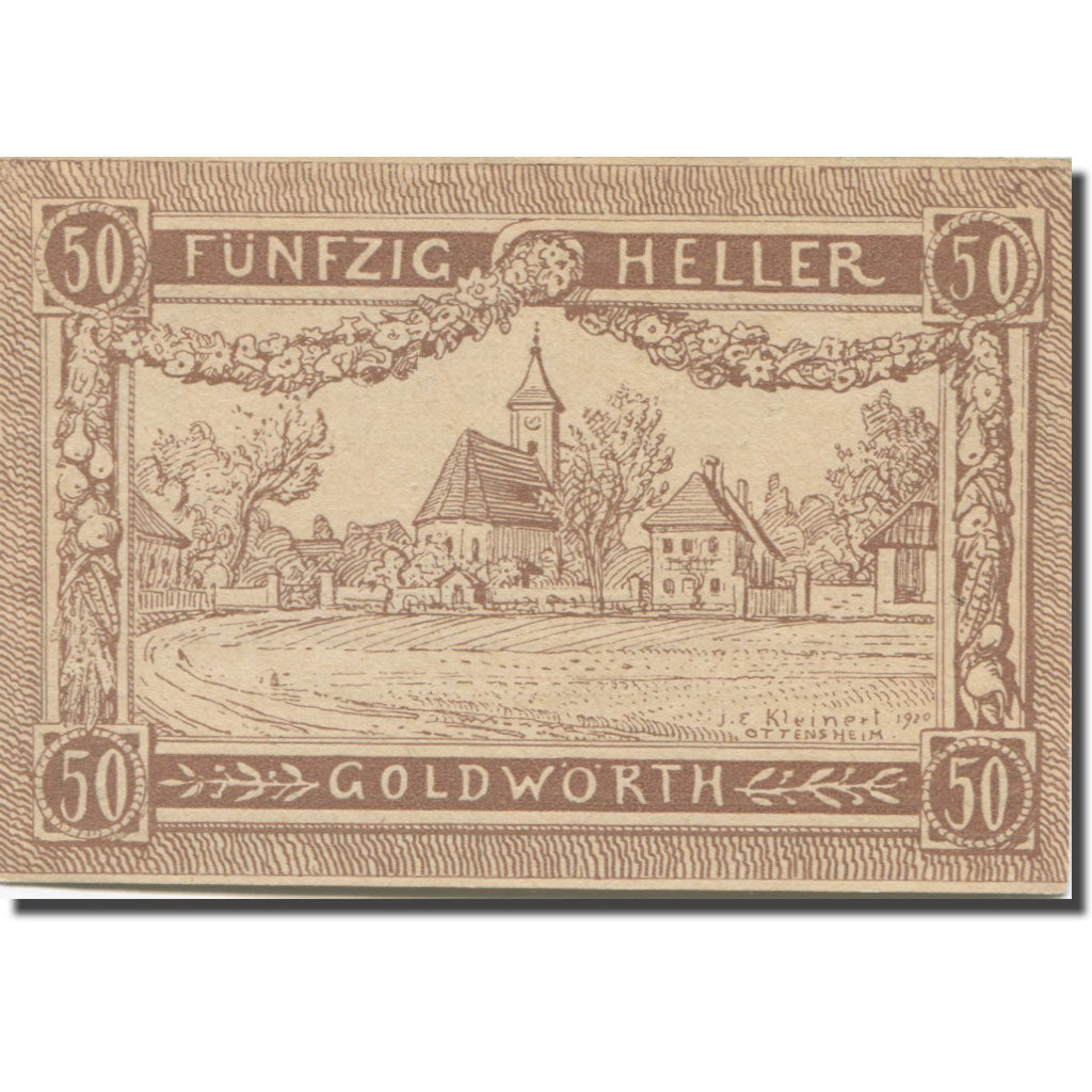 Banknote, Austria, Goldwörth O.Ö. Gemeinde, 50 Heller, Texte 2, AU(55-58)
