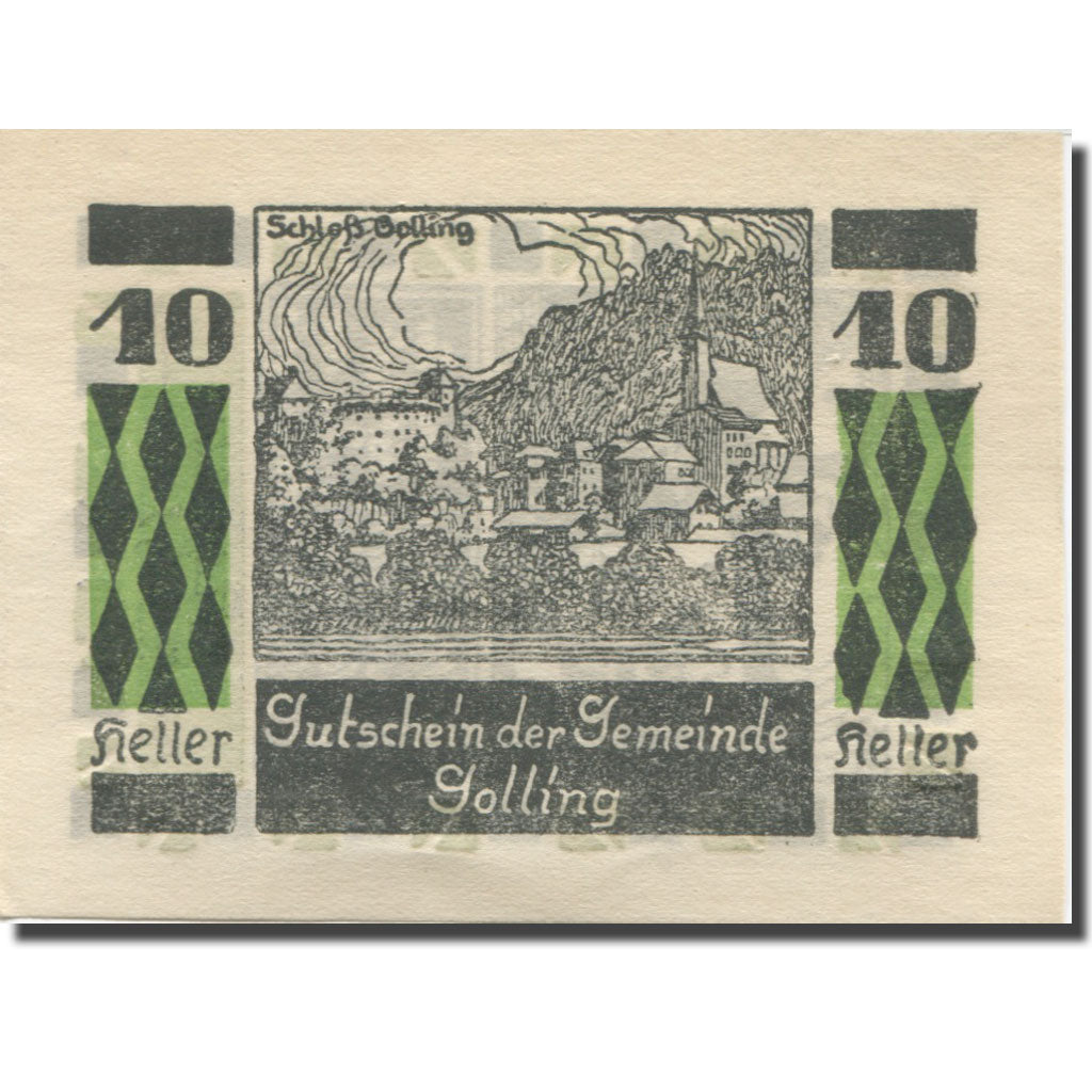 Banknote, Austria, Golling Sbg. Gemeinde, 10 Heller, rue, 1920, 1920-12-31