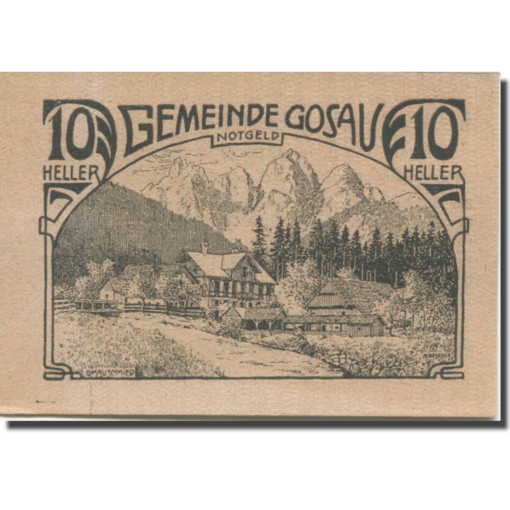 Banknote, Austria, Gosau O.Ö. Gemeinde, 10 Heller, Texte, 1920, 1920-05-08