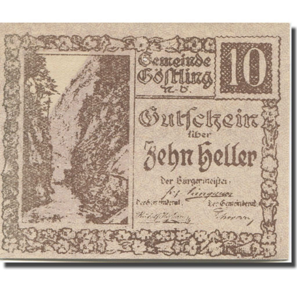 Banknote, Austria, Göstling N.Ö. Gemeinde, 10 Heller, valeur faciale