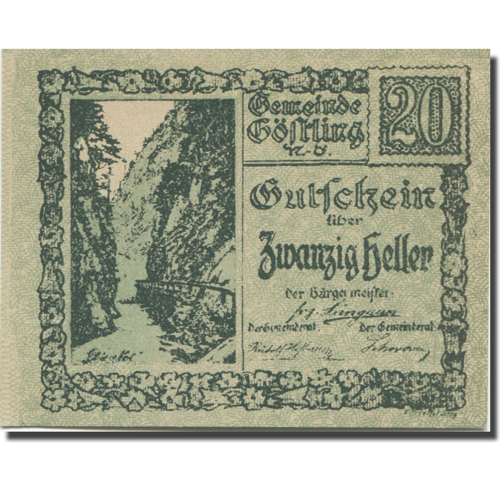 Banknote, Austria, Göstling N.Ö. Gemeinde, 20 Heller, valeur faciale 1