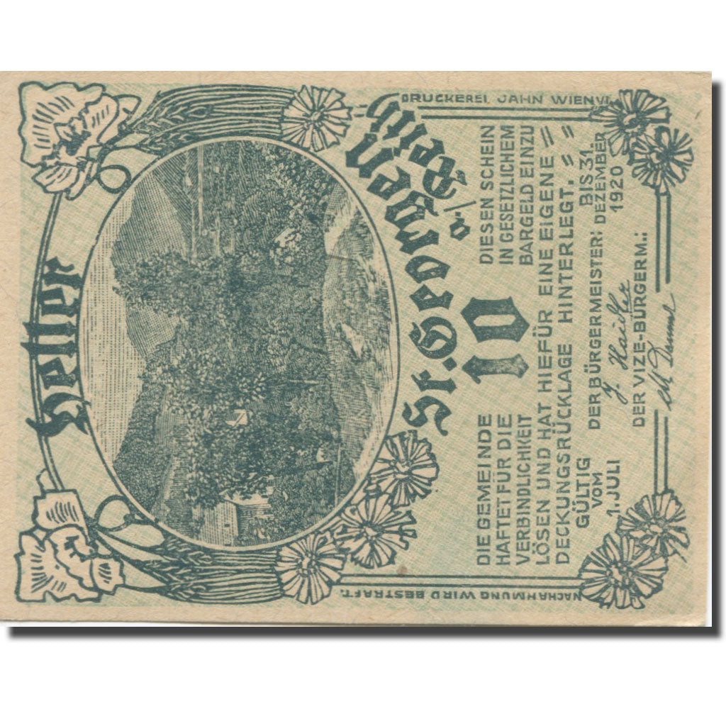 Banconote, Austria, St. Georgen am Reith N.Ö. Gemeinde, 10 Heller, N.D, 1920